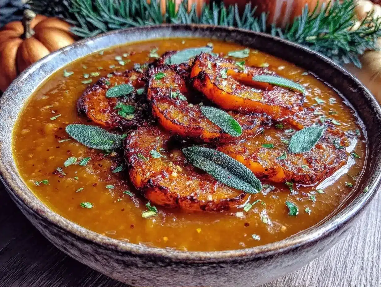 Cozy Fall Roasted Butternut Squash Soup with Crispy Sage 4 roasted butternut squash soup preparation steps