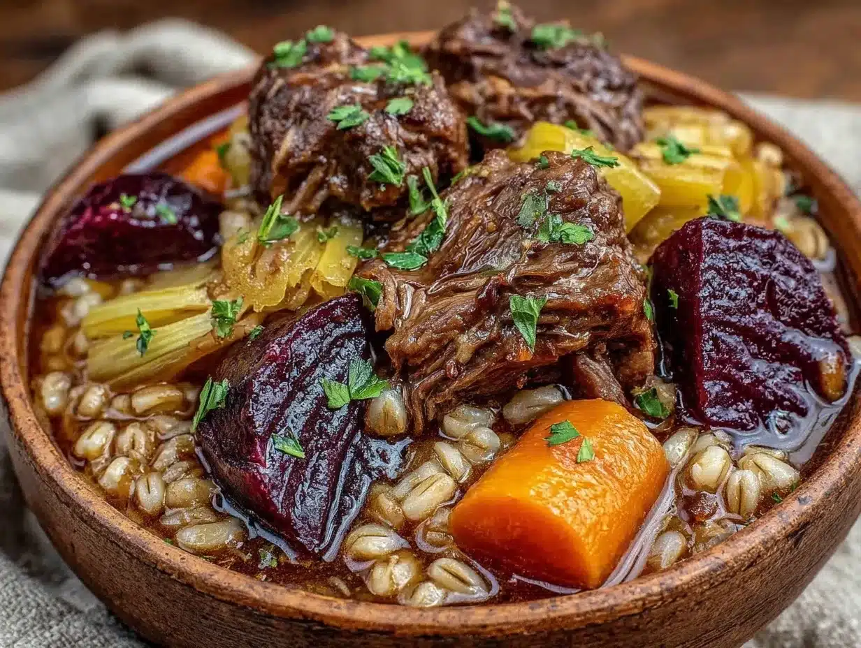 Slow Cooker Beef and Barley Stew: 10 Budget-Family Meals 4 slow cooker beef and barley stew preparation steps