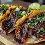 slow cooker beef barbacoa tacos - featured image