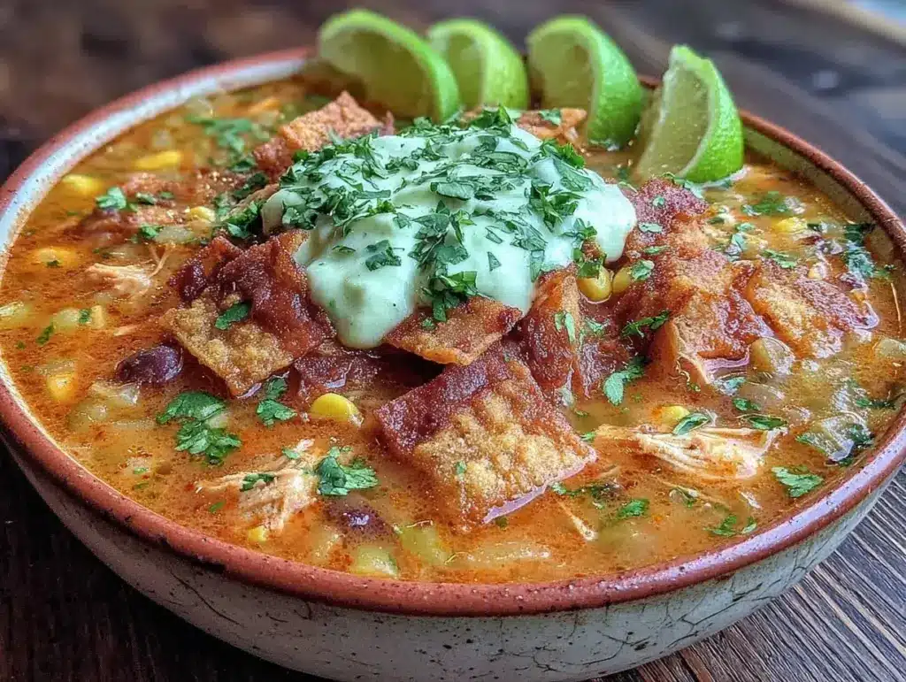 slow cooker chicken tortilla soup - featured image