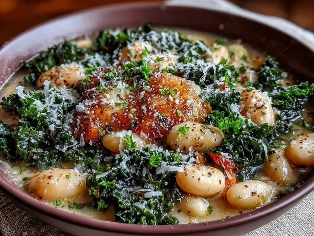 slow cooker white bean and kale soup - featured image
