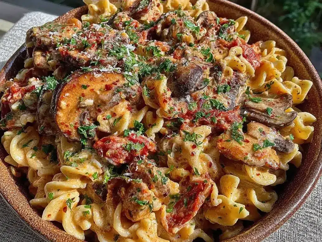 vegan creamy mushroom stroganoff - featured image