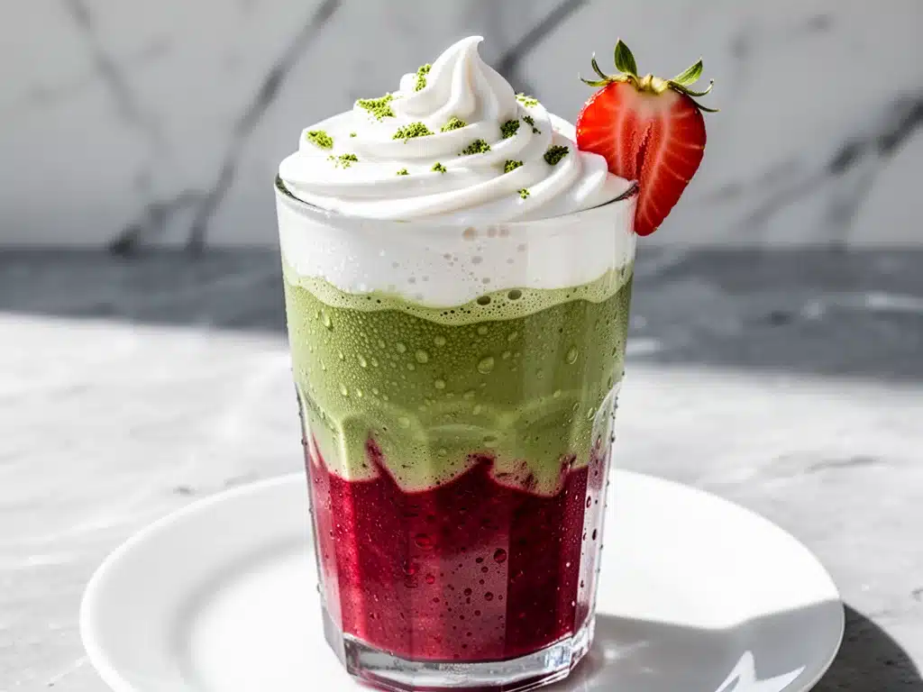 vegan strawberry matcha latte - featured image