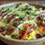 vegetarian black bean enchilada casserole - featured image